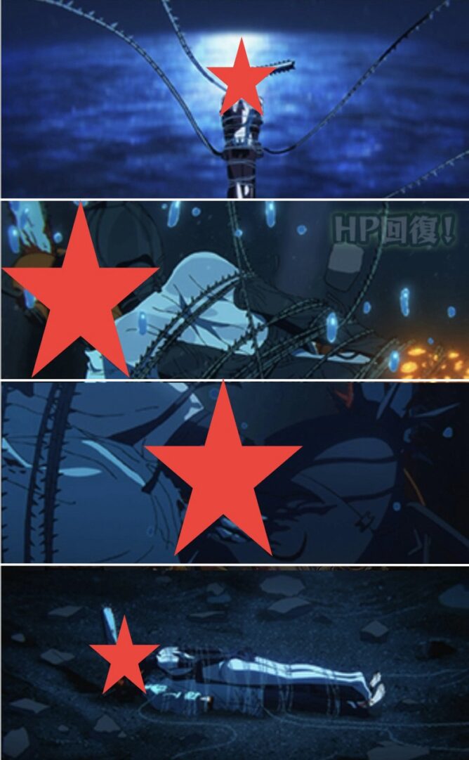 チェンソーマンSSでボム（怪獣バトル）を撃破した際に再生される特別ムービーのシーン