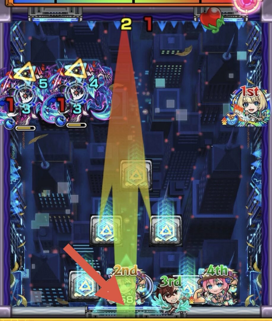 ステージ1の立ち回り解説｜スルーチェンジウォールを移動後に角度が浅くループしてしまった配置例