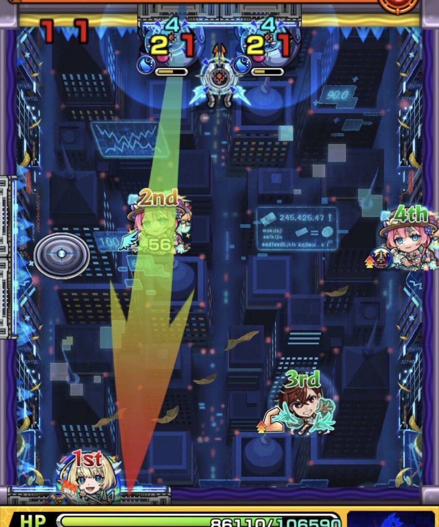 ステージ2の立ち回り解説｜縦方向に弾いて直殴りと友情でかちリンペアを処理し突破した場面