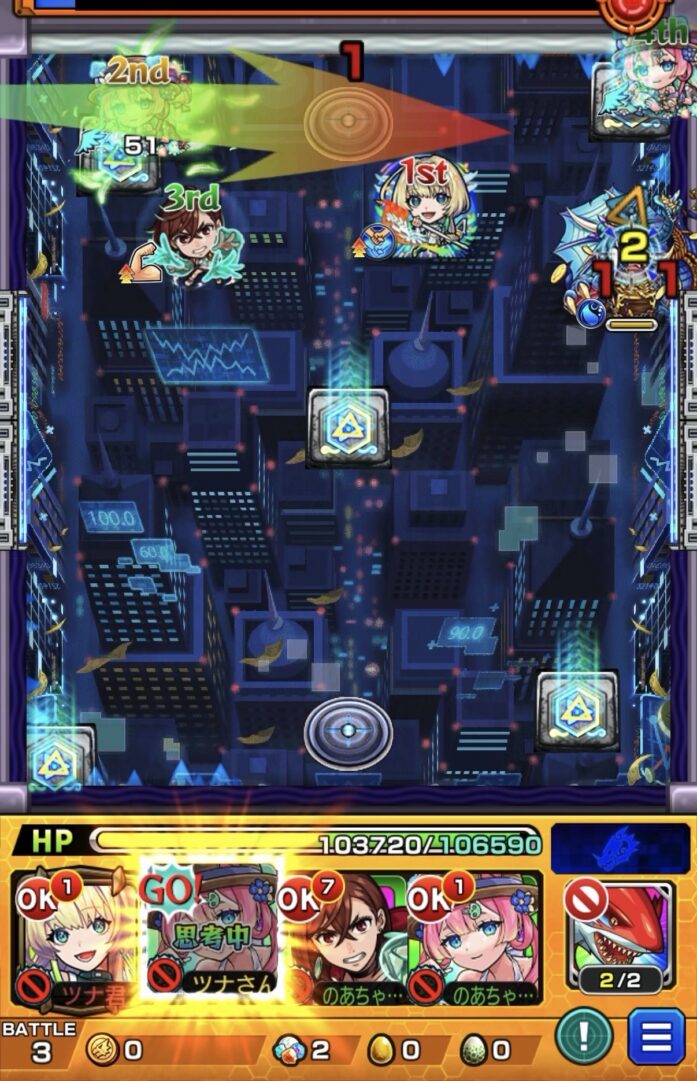 ステージ3の立ち回り解説｜マムルαのSSで弱点効果を強化しパネルを踏んでグロークランツを削り切った場面