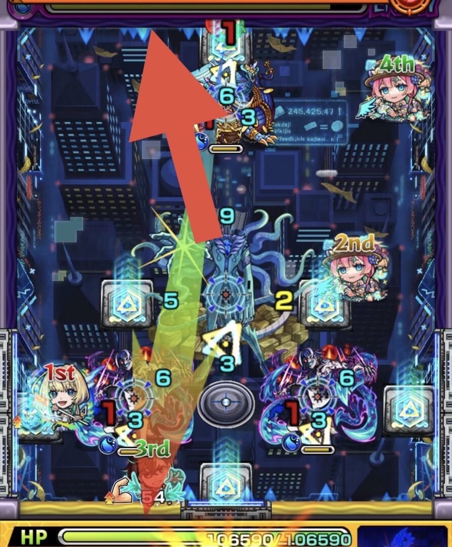 ステージ4の立ち回り解説｜黄壁を左に移動させてグロークランツを狙うもダメージを与えられなかった場面