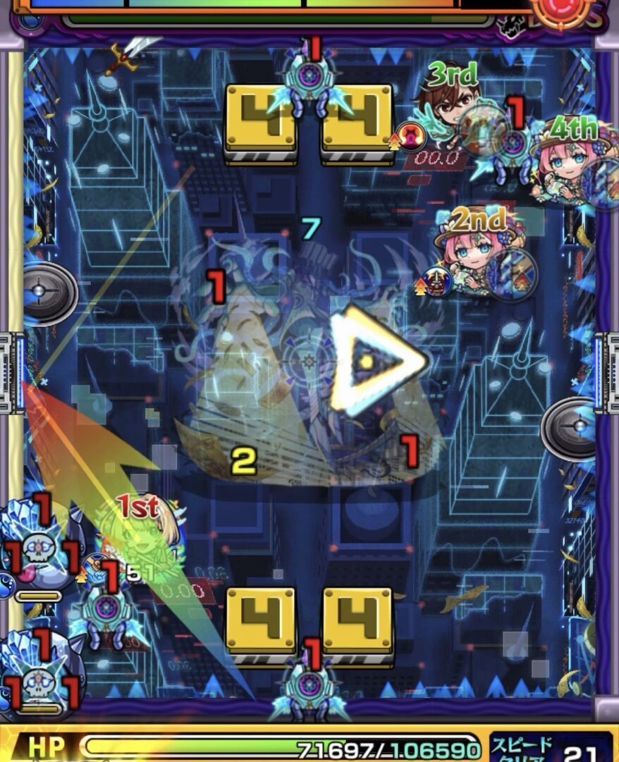 ボス2の立ち回り解説｜有効なルートが見えず黄壁をすり抜けて友情と直殴りで攻撃した場面