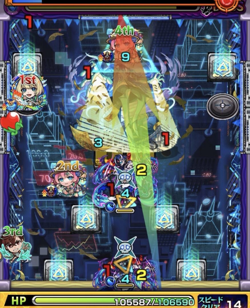 ボス3の立ち回り解説｜黄壁を右に移動しウィロー同時処理を狙うもボスに弾かれて失敗した場面