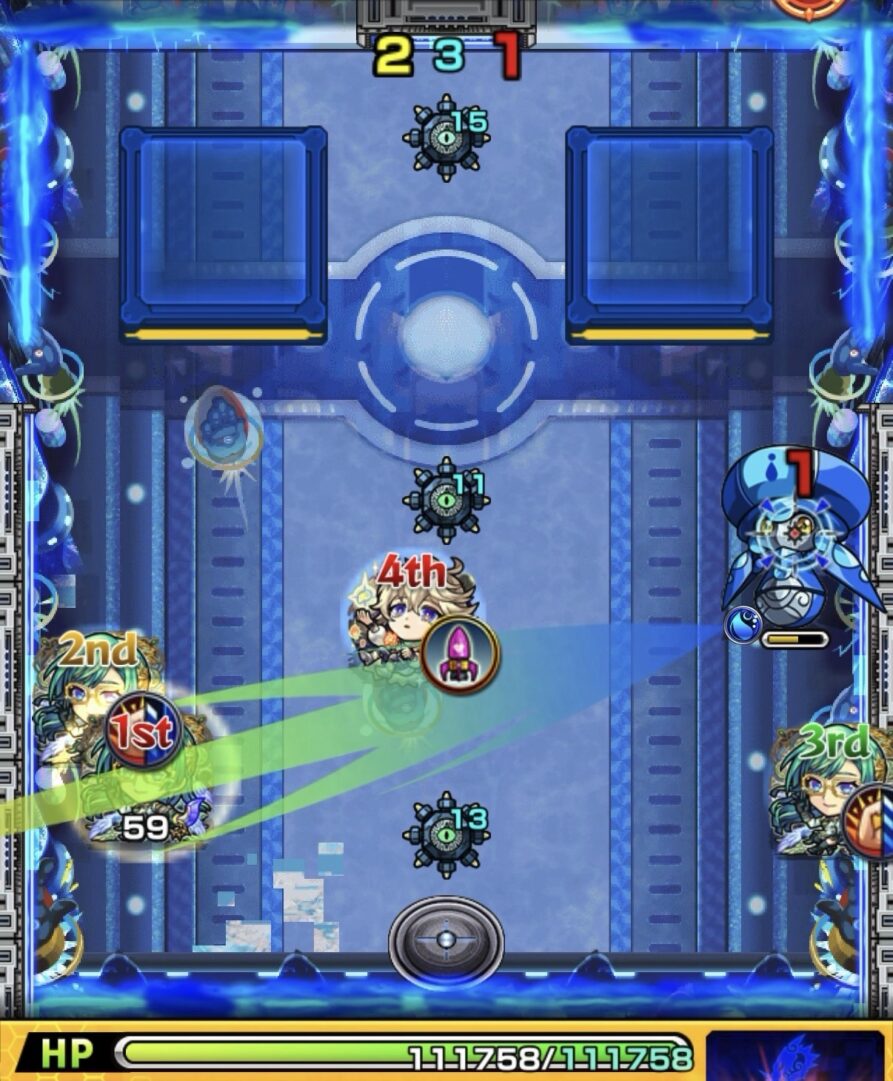 モンスト黎絶デティアカル攻略ステージ1の最終手 ハンシャイン処理後にステージ突破したシーン