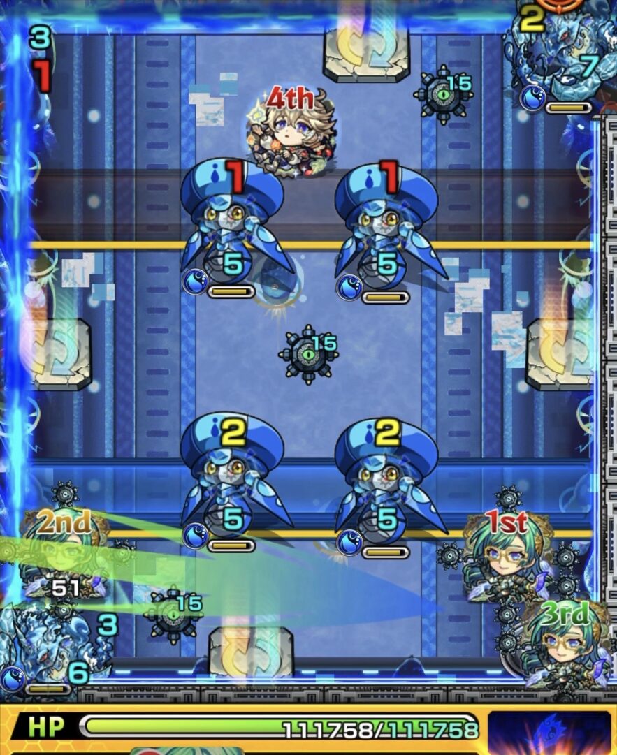 モンスト黎絶デティアカル攻略ステージ2の初手 撃種変化パネルを使ったハンシャイン処理の立ち回り