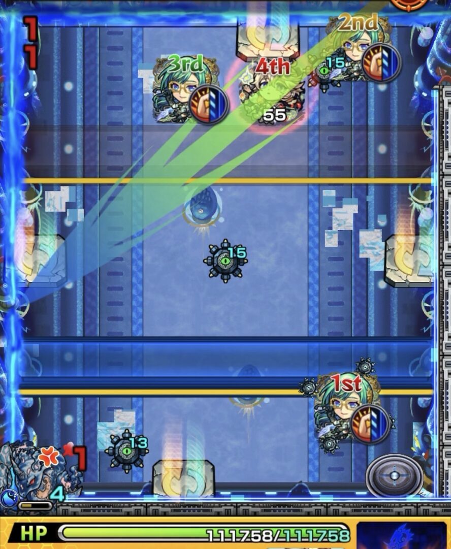 モンスト黎絶デティアカル攻略ステージ2の最終手 撃種変化パネルを使ったリドラ処理と突破の立ち回り