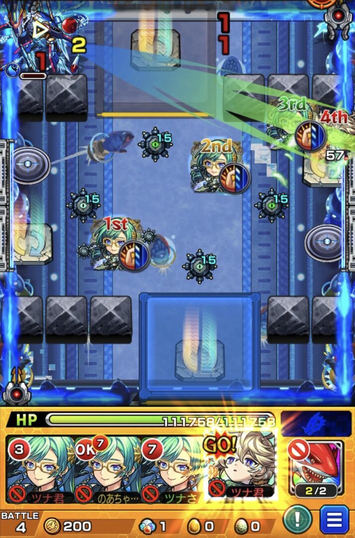 モンスト黎絶デティアカル攻略ステージ4の最終手 リドラ全滅攻撃直前にエトワールSSで突破した立ち回り