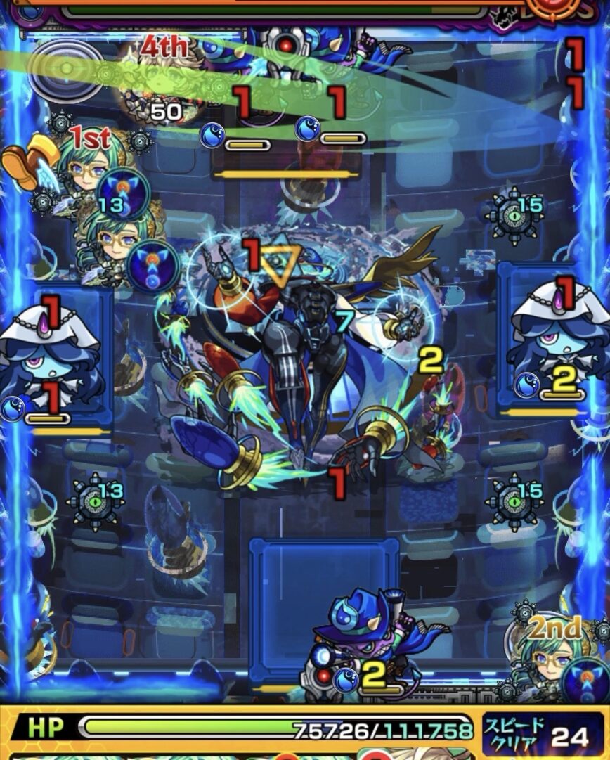 モンスト黎絶デティアカル攻略ボス2の3手目 加速ブーツ取得でゾンビ周囲のブロックを調整した立ち回り