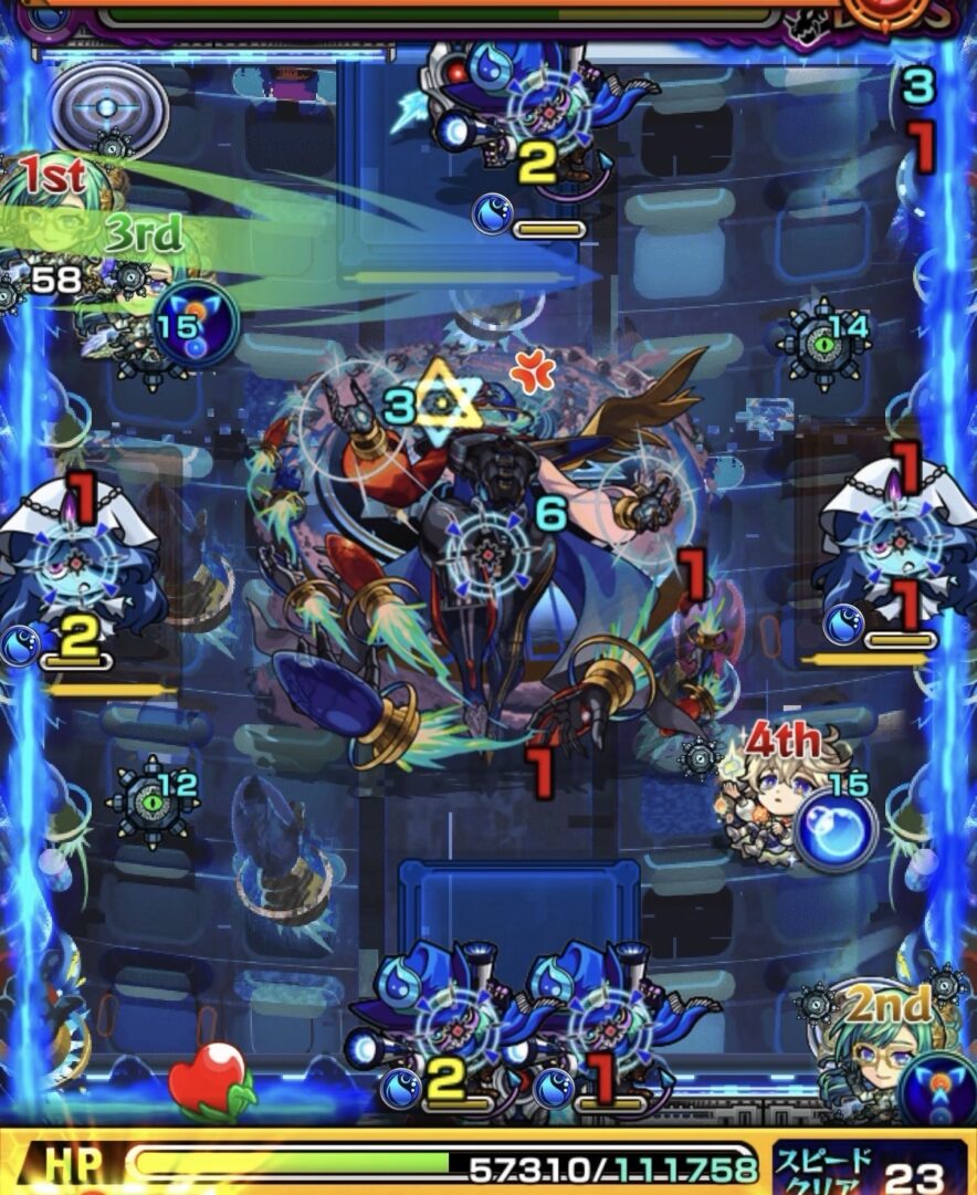 モンスト黎絶デティアカル攻略ボス2の4手目 加速友情を活かしゾンビを同時処理した立ち回り