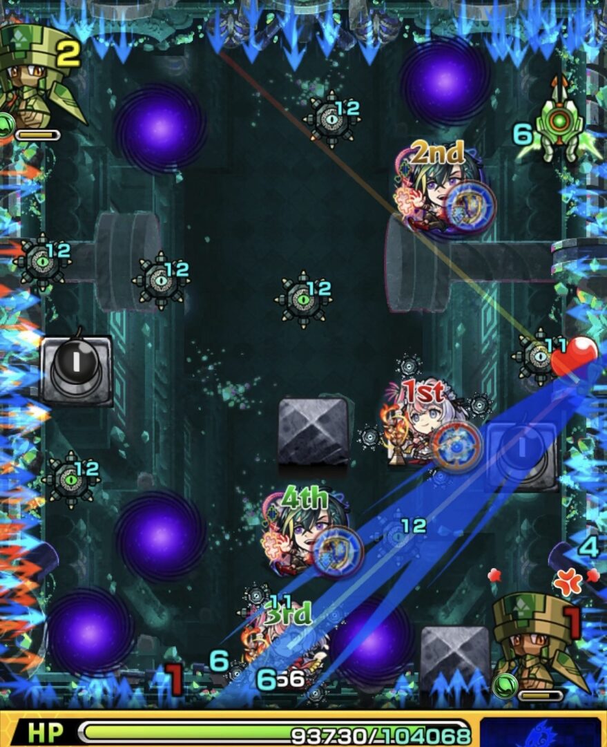 レンジブーストボムをLv5まで強化して上のハンシャインに設置し処理した場面