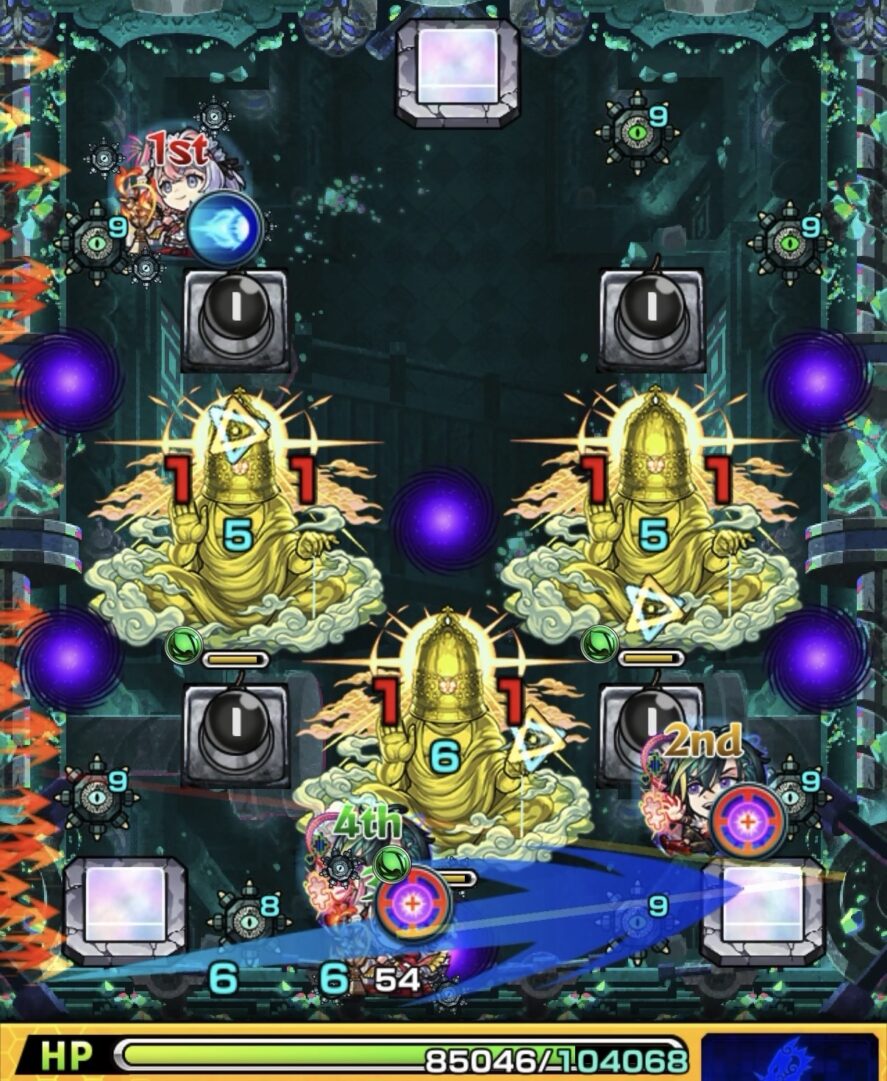 透過パネルでジョヤベルンを操作しLv5ボムを設置するも弱点位置が合わずダメージを与えられなかった場面