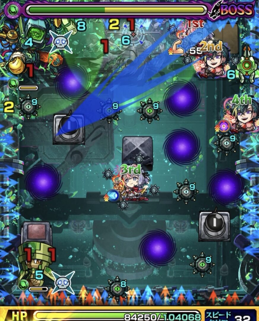 レンジブーストボムをLv5まで強化してPC3Gに設置し処理した場面