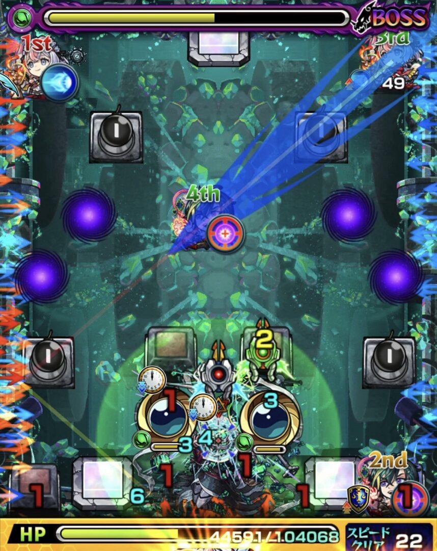 鏡にボムを設置してからボスを実体化させて一気に削り切り撃破した場面