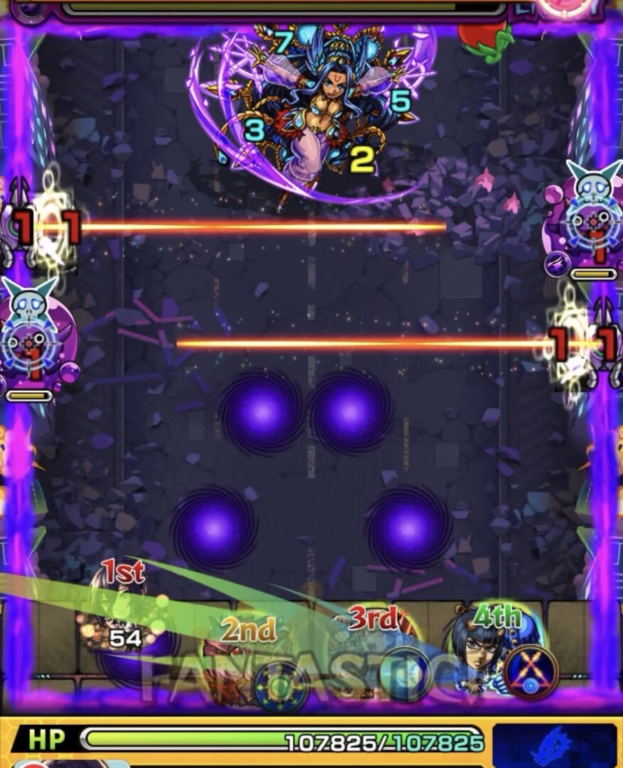 超究極ジャガーノートのステージ1開幕で、センサーに触れて攻撃力アップバブルを狙いながらぷよリンを削る初手の動き