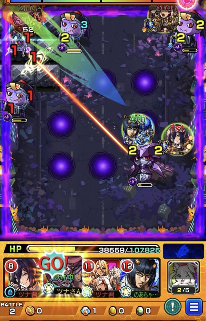 超究極ジャガーノートのステージ2でブレイクの壁すり抜けSSを使用し、攻撃力アップバブルを受けてハンシャインとゾンビを同時に処理した場面