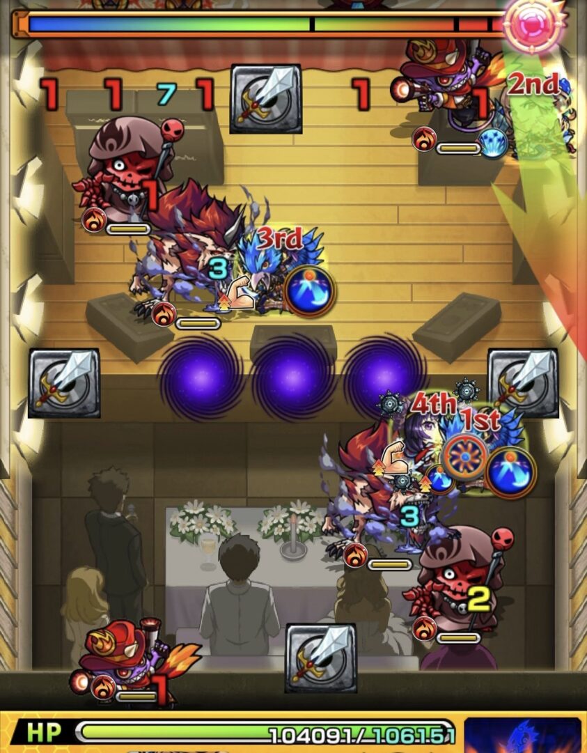 ステージ3初手で剣を回収して複数の敵を同時処理しゾンビを1体残した場面