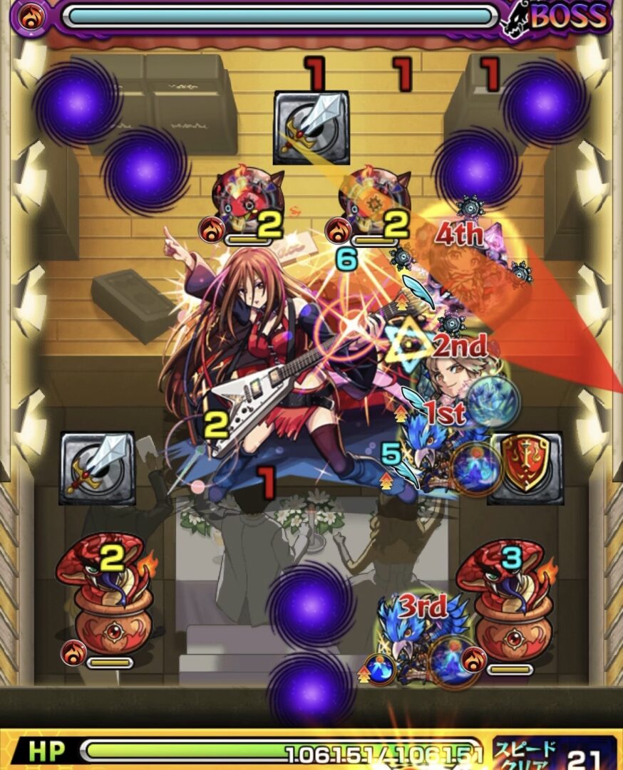 ボス1初手で盾を優先して回収しながらかちリンを1体処理し剣と盾を確保した場面