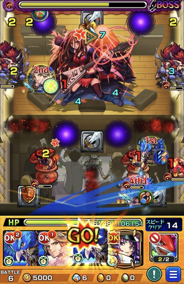 ボス3の2手目でヤタガラスのSSを使い盾を回収しながらコブラを処理した場面