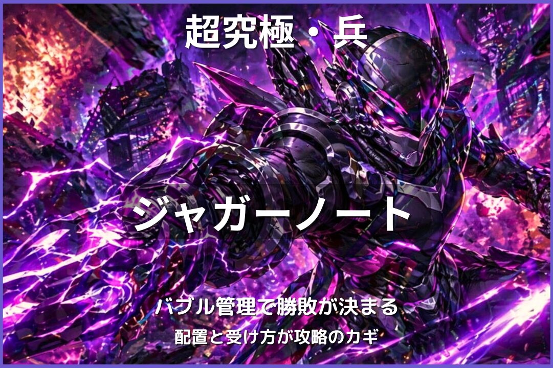 モンスト超究極・兵ジャガーノート攻略のアイキャッチ画像。攻撃力アップバブルの管理と配置の重要性を解説