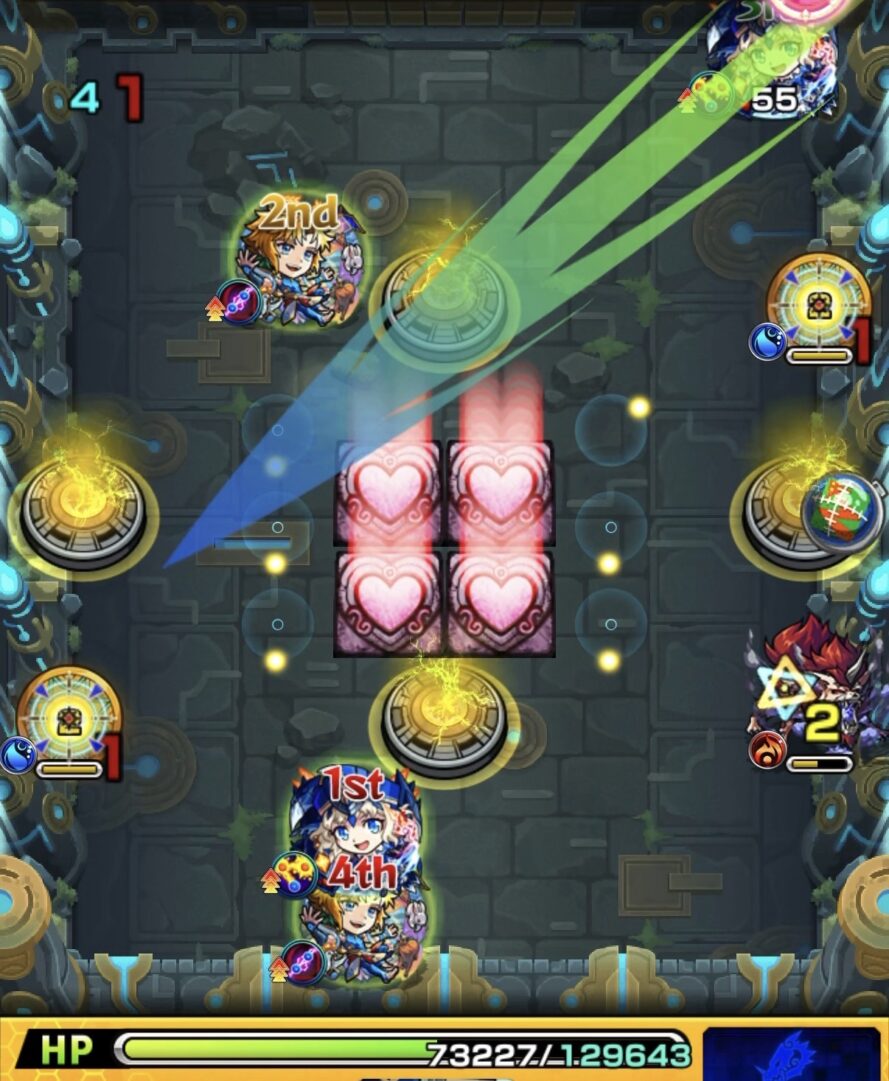 ステージ3の2手目。フォトンを回収して鏡のフォトンアタックを発動し、攻撃力アップ後にオオカミを撃破してステージを突破した場面