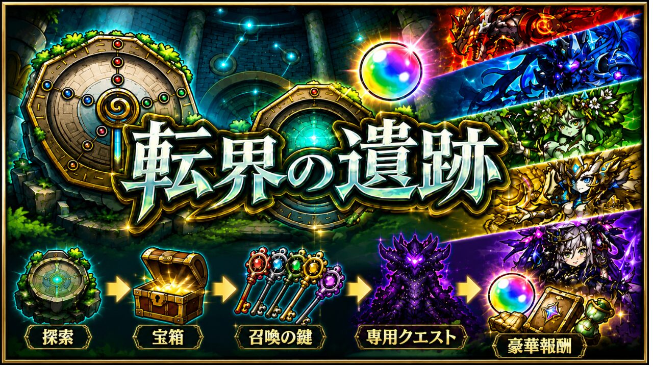 モンスト転界の遺跡の攻略まとめと進め方を解説したアイキャッチ画像