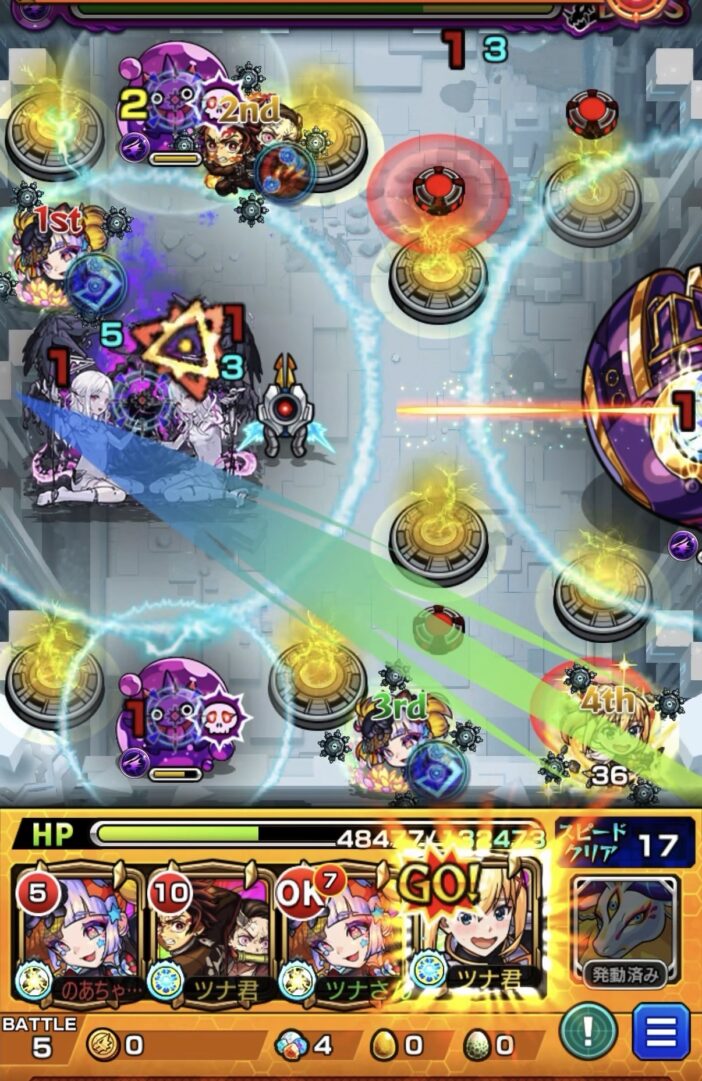 メラン&コリンの星墓ボス2。ダクネスのSSでグローボムを3個回収し、追撃でボスをワンパンした場面。