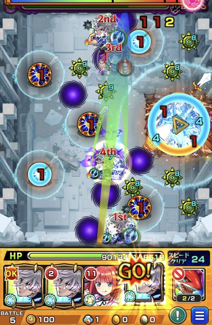 ラルガメンテの星墓ボス2で、凪誠士郎のストライクショットを使用し、残り約70%のボスHPを削り切る場面