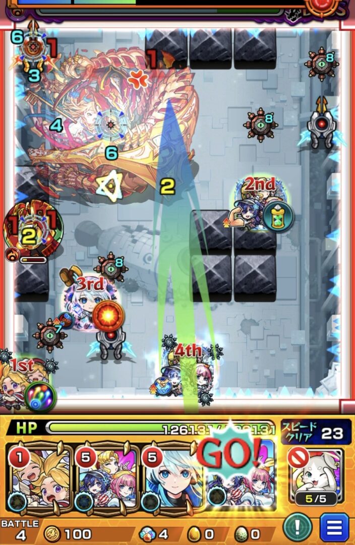 アヴァロンの星墓ボス第1戦で、アンドロイドダイナーのストライクショットを使用し、3壁にふれてパワーチェンジウォールを赤色に調整してギャラクシーを処理し、ボスを実体化させる場面