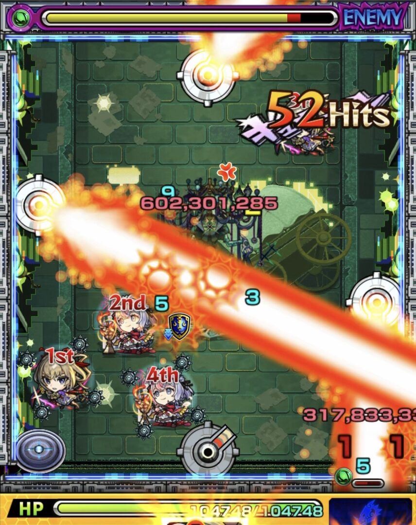 黎絶ロヴァーのステージ4で右下のゾンビを処理しクロスドクロ発動により中ボスの弱点が出現した2手目