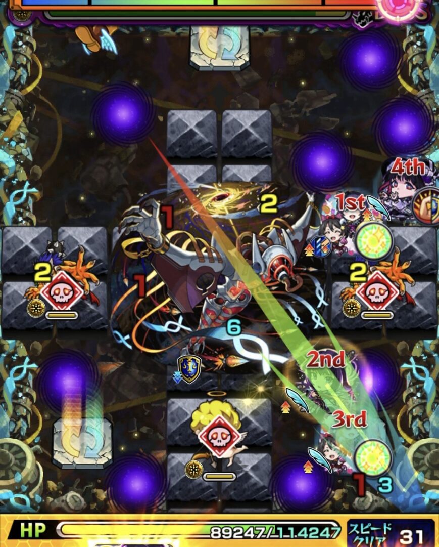 黎絶イプエクティのボス2覚醒後に味方にふれて小さい鬼をドクロ白（OFF）に切り替えボスとの間を狙う3手目